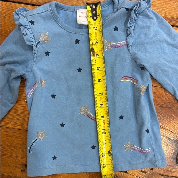 Hanna Andersson Blue Long Sleeve Tee with Subtle Embroidery Size 3T - Picture 4 of 5